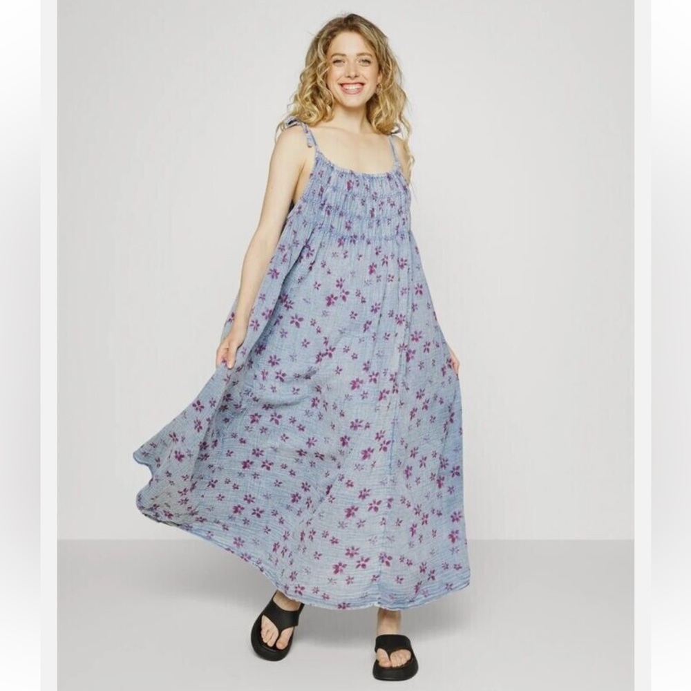 Free People Azure Tie Strap Midi Dress sz-L
